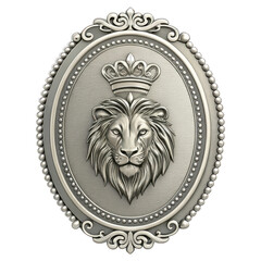 Fototapeta premium Lion head with crown emblem regal majesty symbol royalty strength power