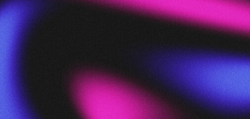 Vibrant blue pink black gradient abstract background with glowing grainy texture, dark grunge design banner copy space