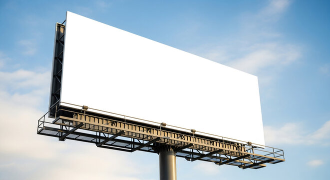 Mock Up Blank billboard against a blue sky, perfect for advertising and marketing messages