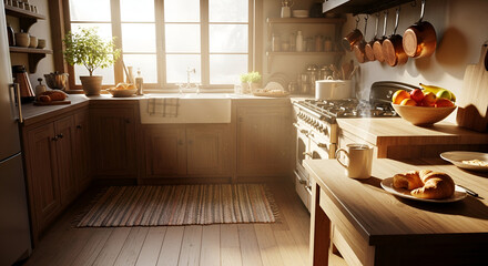Luxury modern kitchen with gold accents and marble island