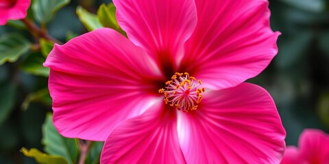 A vibrant pink hibiscus flower in full bloom, showcasing its delicate petals and prominent stamen,  petals,  macro photography