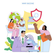 MMR Vaccine Awareness and Research Vector Illustration