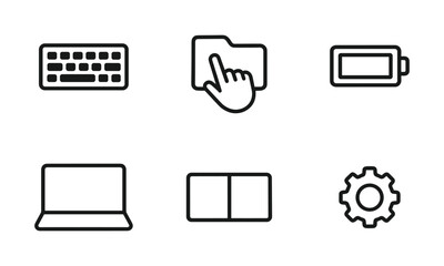 Fototapeta premium Computer line icon ,laptop, keyboard, interface, device, technology