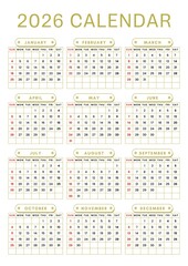 Minimalist 2026 Calendar