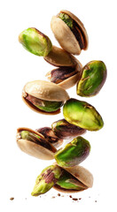Floating pistachios food creative isolated on transparent background