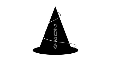 Fototapeta premium A minimalist black silhouette of a party hat with 