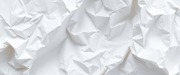 Obraz premium Close-up of crumpled white paper texture, showing creases and folds, design, white paper