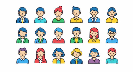 Diverse collection of illustrated people portraits showcasing various individuals and personalities.