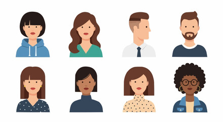 Diverse collection of illustrated portraits showcasing various individuals with different appearances and styles.