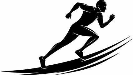 Obraz premium Dynamic runner sprints forward with incredible speed and motion in athletic black silhouette