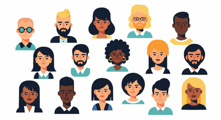 Diverse Group of People Avatars Representing Various Ethnicities and Genders.