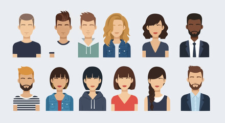 Diverse Group of People Avatars Representing Various Individuals.