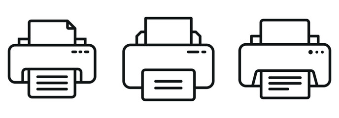 Printer Icon Set – Outline and Minimal Printing Symbols for Office, Document, and Technology Design