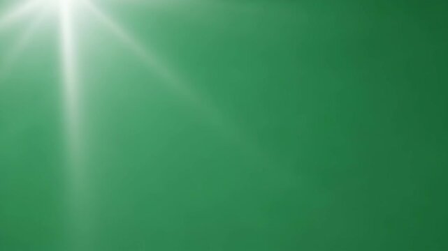 Green Background with White Lens Flare Effect, Graphic Resource Light Rays, Green Screen Backdrop Abstract Design Element for Overlay and Compositions, Studio Lighting effect 4K Video