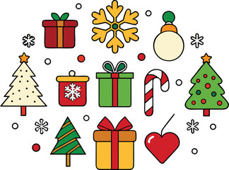 Festive christmas collection vector graphics scalable illustration icon set eps