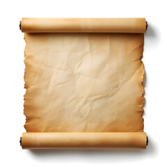 Antique parchment scroll with weathered edges and blank space, suitable for text or map, exuding an old style message.