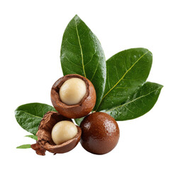 Harvesting macadamia nuts in lush gardens food nature isolated on transparent background