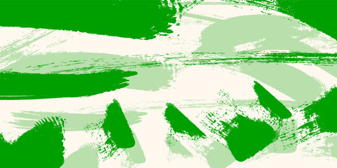 Green paint brush stroke. Hand drawn banner with brush bold line vector 10.