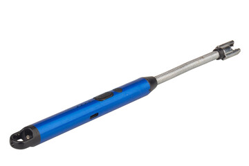 Blue electric gas stove lighter on white background