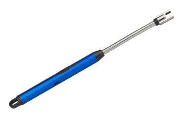 Blue electric gas stove lighter on white background