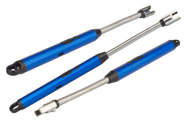 Blue electric gas stove lighter on white background