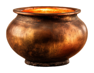 Crafting a beautiful copper pot artisan workshop product showcase isolated on transparent background
