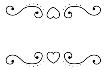 ハートモチーフの装飾フレーム　かわいい曲線ラインデザイン