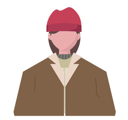 冬服の女性。コートを着た女性。ニット帽。ベクターイラスト	
