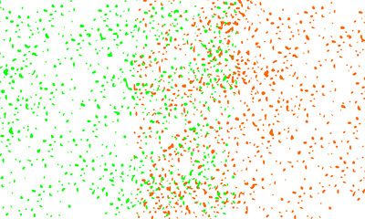 Abstract White Background with Scattered Saffron and Green Confetti Particles, Vibrant Indian Flag Colors, Festive Celebration Texture for Holi, Diwali, or Republic Day Design Element