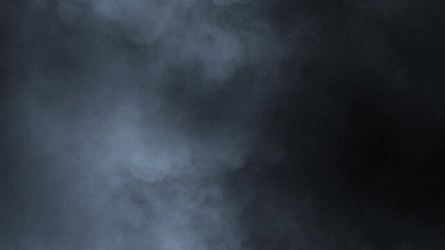 smoke. Scary, dark, smoke-filled horror background with a textured wall. Room is engulfed in darkness, with only faint, flickering light sources casting eerie shadows.