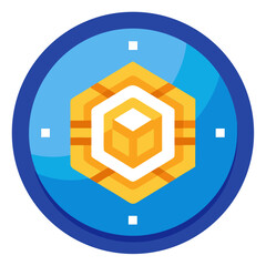 Stylized geometric hexagonal object with a cube inside isolated on white background