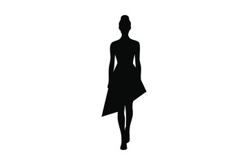 Silhouette of a woman walking, isolated on white background