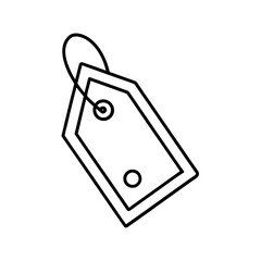 A simple white outline of a price tag with a string attached isolated on a clean white background isolated on white background