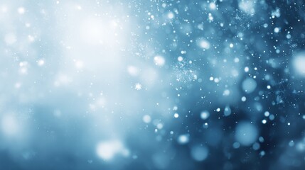precipitation. Softly falling snowflakes in a winter scene with a cool blue atmospheric glow. travel magazines, destination branding, designed for outdoor magazines and nature guides.