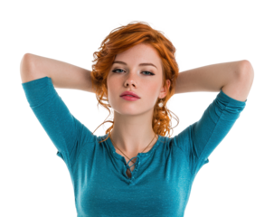 Model posing with confidence portrait isolated on transparent background