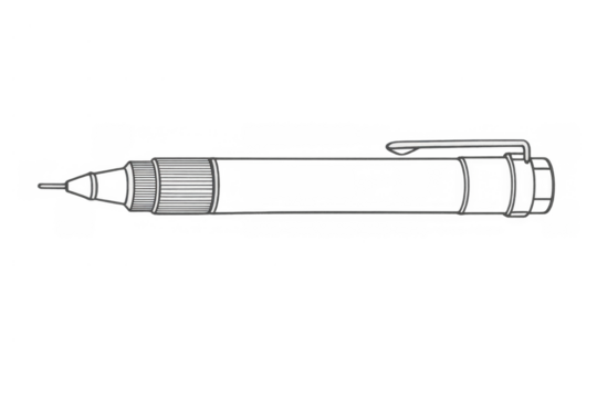 Mechanical pencil illustration for architecture, engineering, and creative projects, with a transparent background