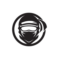 Ninja warrior icon. Simple black ninja head logo illustration design