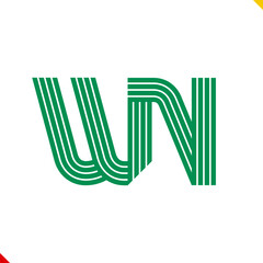 Parallel line monogram initial logo, combination of letter W and N. Idea and inspiration for branding, company and corporation name abbreviation. personal and commercial purpose.