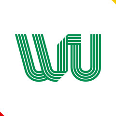 Parallel line monogram initial logo, combination of letter W and U. Idea and inspiration for branding, company and corporation name abbreviation. personal and commercial purpose.