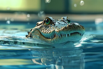 Crocodile swimming in the water - 3D render.