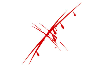 red scratch, claw marks with blood on transparent background