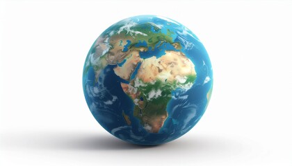 Fototapeta premium Planet earth globe view from space showing realistic earth surface and world map as in outer space point of view . 