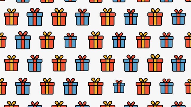 Gift boxes pattern perfect for festive occasions, celebrations, wrapping paper, backgrounds, and party invitations.