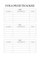 Follower Tracker Planner Template | Elegant Minimalist Social Media Planner - 2