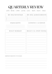 Quarterly Review & Quarterly Preview Planner Template | Elegant Minimalist Productivity Planner - 2