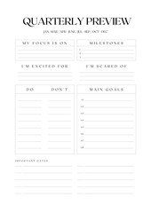 Quarterly Review & Quarterly Preview Planner Template | Elegant Minimalist Productivity Planner - 1