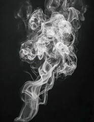 Obraz premium Intricate swirling patterns of white smoke curling upward against a dark black background creating a mysterious and ethereal visual effect