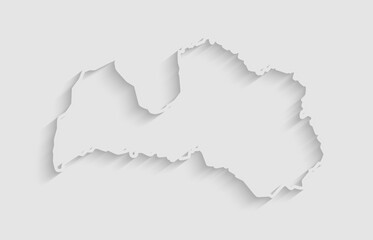 Vector map of Latvia, abstract inner shadow