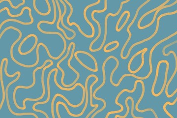 Yellow and blue maze pattern, dynamic organic modern abstract background