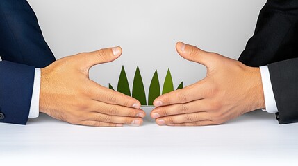 Business Partnership Protecting Nature Hands Forming a Protective